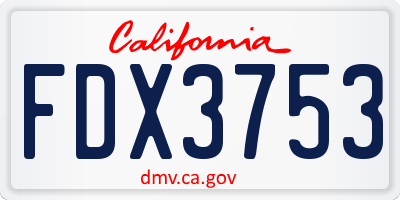 CA license plate FDX3753