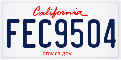 CA license plate FEC9504