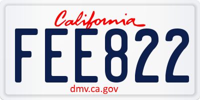 CA license plate FEE822