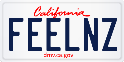 CA license plate FEELNZ