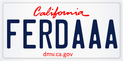 CA license plate FERDAAA