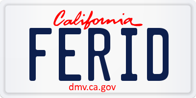 CA license plate FERID