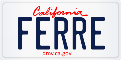 CA license plate FERRE