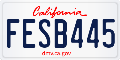 CA license plate FESB445