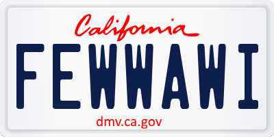 CA license plate FEWWAWI