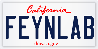 CA license plate FEYNLAB