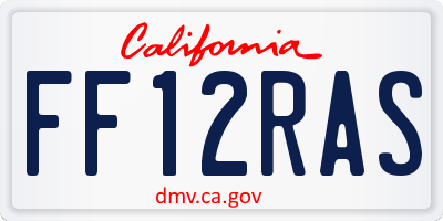 CA license plate FF12RAS