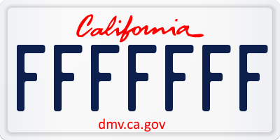 CA license plate FFFFFFF