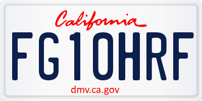 CA license plate FG10HRF