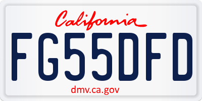 CA license plate FG55DFD