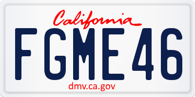 CA license plate FGME46