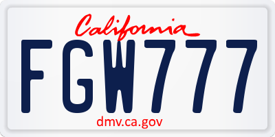 CA license plate FGW777