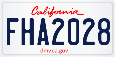 CA license plate FHA2028