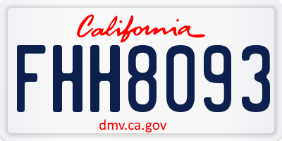 CA license plate FHH8093