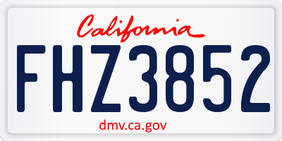 CA license plate FHZ3852