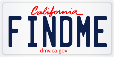 CA license plate FINDME