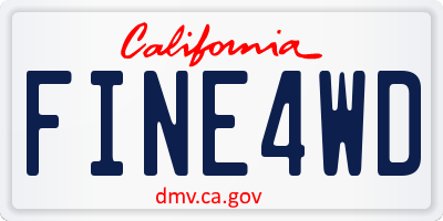 CA license plate FINE4WD