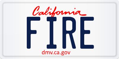 CA license plate FIRE