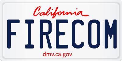 CA license plate FIRECOM