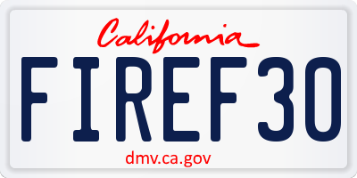 CA license plate FIREF30