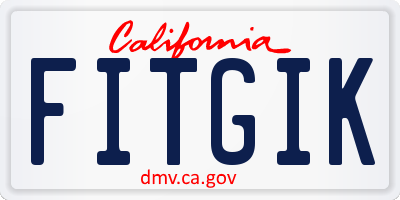 CA license plate FITGIK