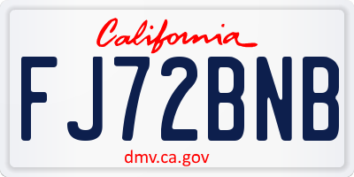 CA license plate FJ72BNB