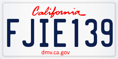 CA license plate FJIE139