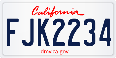 CA license plate FJK2234