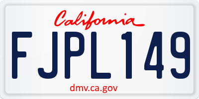 CA license plate FJPL149