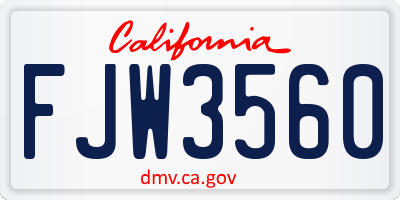 CA license plate FJW3560