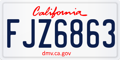 CA license plate FJZ6863