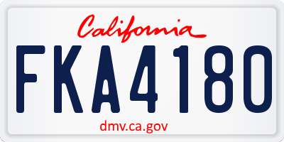 CA license plate FKA4180