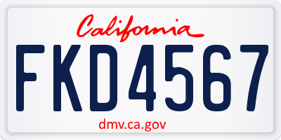 CA license plate FKD4567