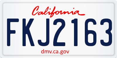 CA license plate FKJ2163