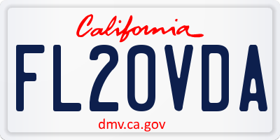 CA license plate FL20VDA