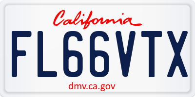 CA license plate FL66VTX