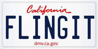 CA license plate FLINGIT