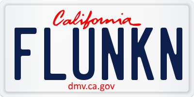 CA license plate FLUNKN