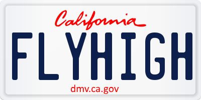 CA license plate FLYHIGH