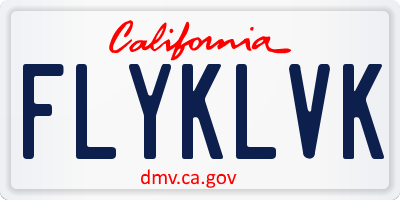 CA license plate FLYKLVK