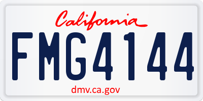 CA license plate FMG4144