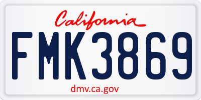 CA license plate FMK3869