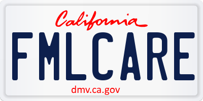 CA license plate FMLCARE