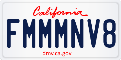 CA license plate FMMMNV8