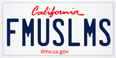 CA license plate FMUSLMS