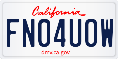 CA license plate FN04UOW