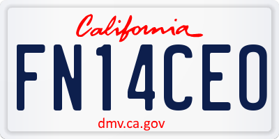 CA license plate FN14CEO