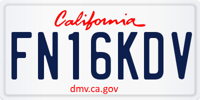 CA license plate FN16KDV