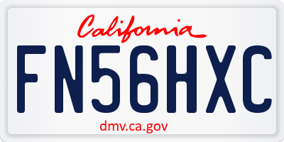 CA license plate FN56HXC