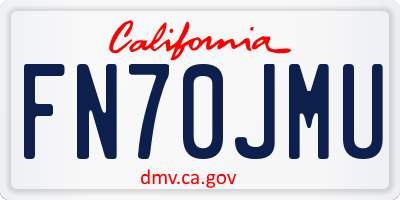 CA license plate FN70JMU